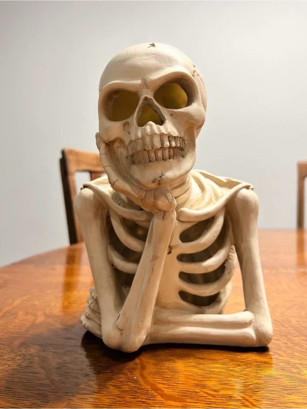 Kirklands Cream Bored Skeleton Sculpture